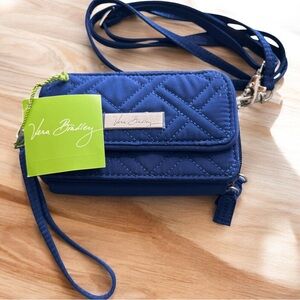 Vera Bradley All-In-One Crossbody Cobalt NWT Quilted Wallet‎ Wristlet Bag